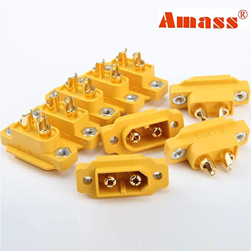 AMASS XT60E-M Mountable XT60 Male Plug Connector 4.23g For Racing Models Multicopter Fixed Board DIY Spare Part