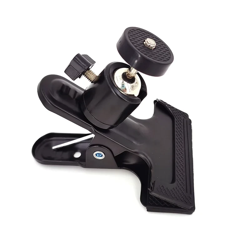 Camera Clip Clamp Flash Holder Mount with 360 Swivel Photography Ball-Head 1/4