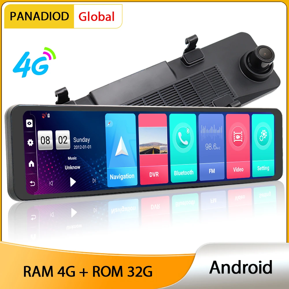 12'' Car Rearview Mirror Auto Recorder 4G android 8.1 Rear View Mirror Dash Cam Mirror Dvr Super Night Vision 4G+32G