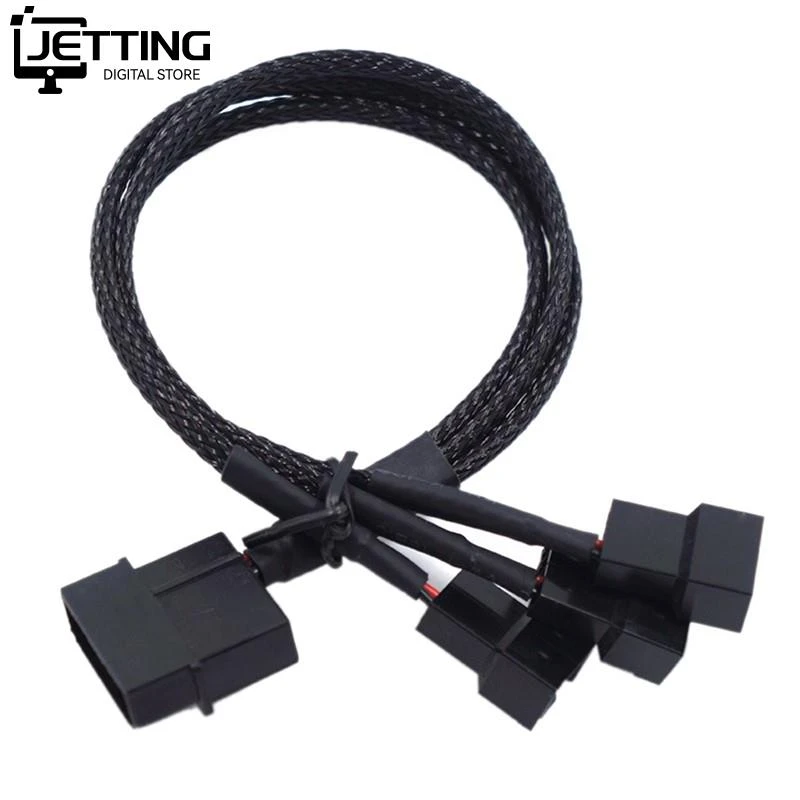 27cm Molex To 3 Way 3Pin/4Pin Fan Adapter for Computer Case Fan / CPU Fan / Mining Cooling Fans black