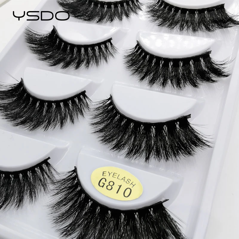 YSDO Lashes 5 Pcs mink eyelashes natural long 3d mink lashes hand made false lashes plastic cotton stalk makeup false eyelash G8