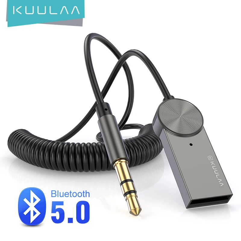 KUULAA Aux Bluetooth Adapter Dongle Cable For Car 3.5mm Jack Aux Bluetooth 5.0 Receiver Speaker Audio Music Wireless Transmitter