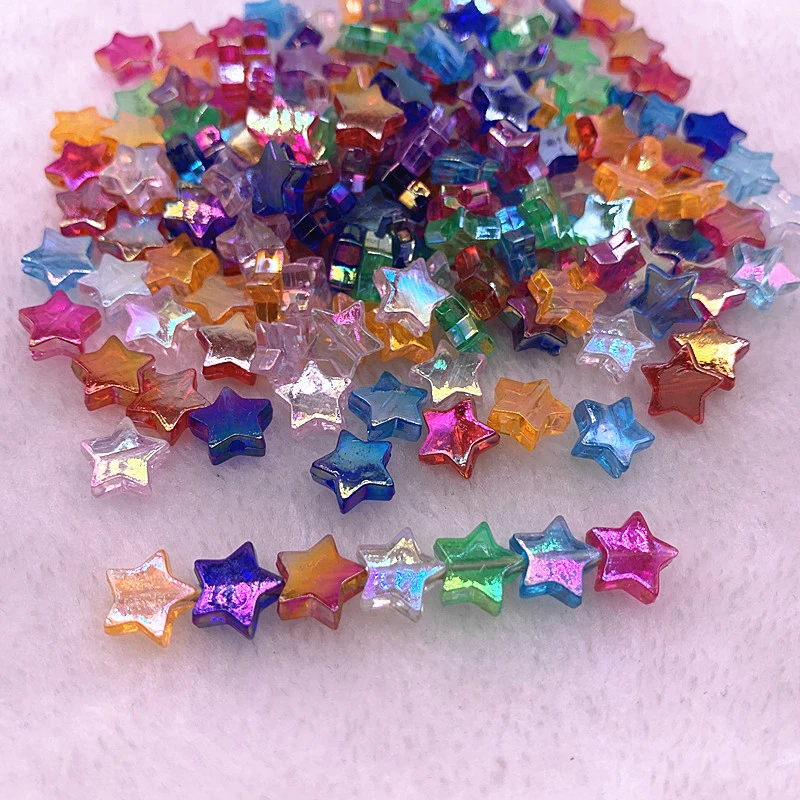 50pcs 11mm Transparent  AB Color Five-pointed Star Acrylic Beads Loose Spacer Beads for Jewelry Making DIY Bracelet Accessories