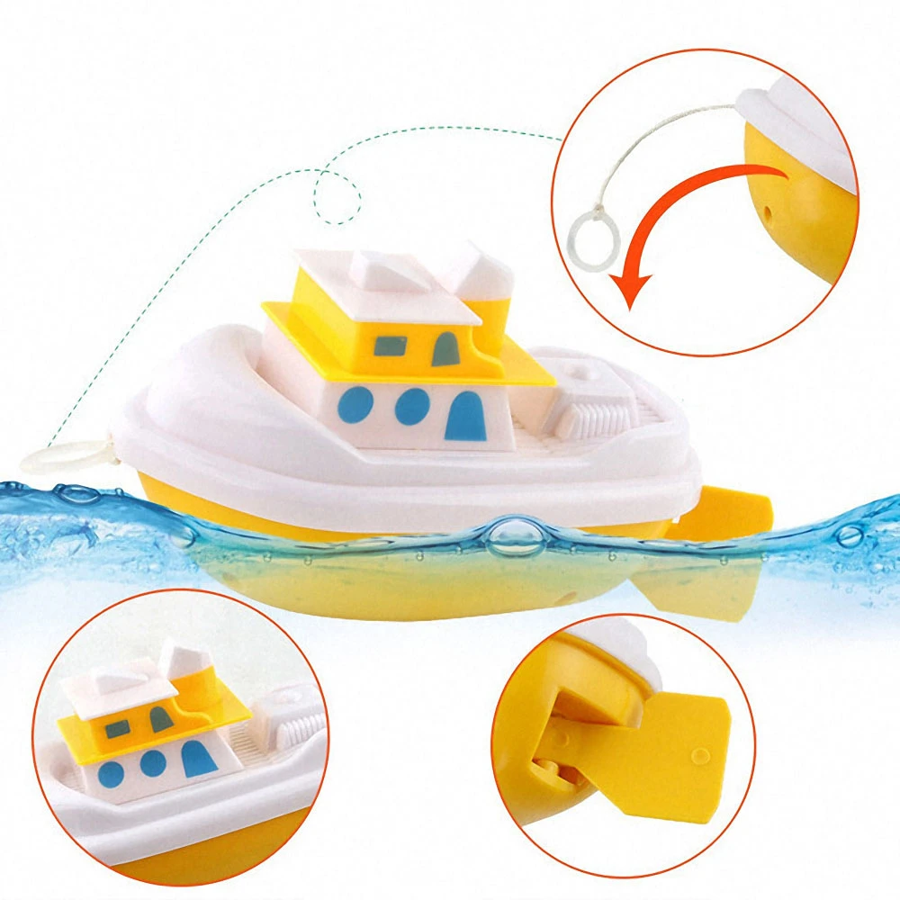 1pc Cartoon Ship Toy Kids Bath Toys Water Toys Educational Toys Baby Clockwork Wind-up Toy Boat Shower Play Toys for Children