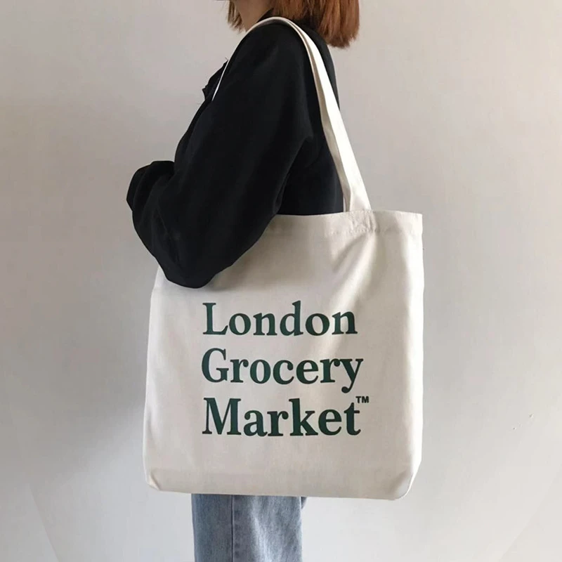 Canvas Zipper Shopping Bag 2021 Large Capacity Conventional Tote Bag Fashion Letter Printing Women's Shoulder Bag Simple Bags