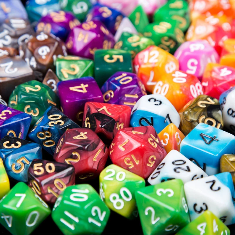 7pcs/lot Resin Polyhedral Digital Dice Sets D4 D6 D8 D10 D% D12 D20 Funny Multifaceted Dice RPG DND Table Board Game Dices Bag