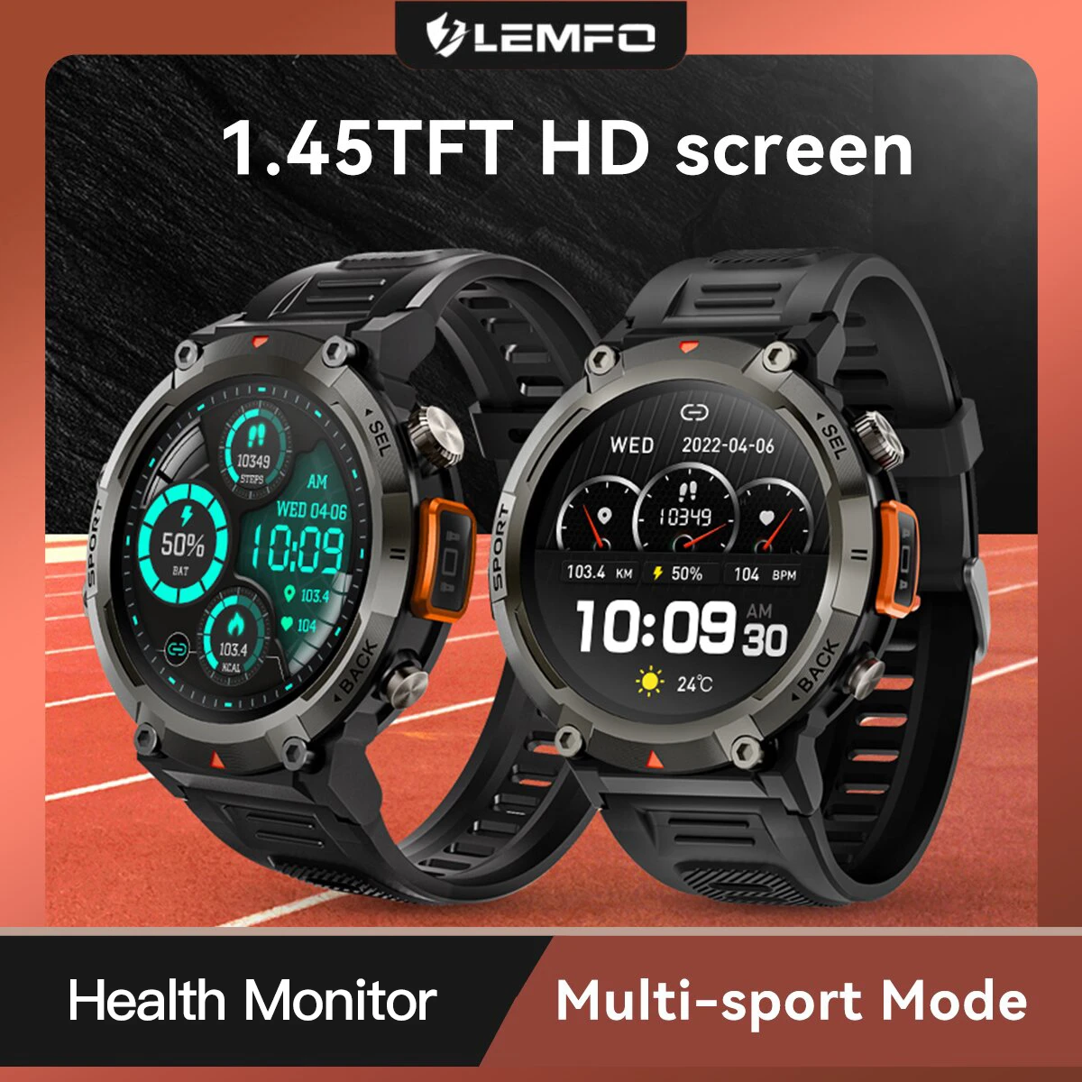 LEMFO K22 Smart Watch Men 400Mah Big Battery Music Play Fitness Tracker Bluetooth Call Sport Smartwatch 2021 Health Monitoring