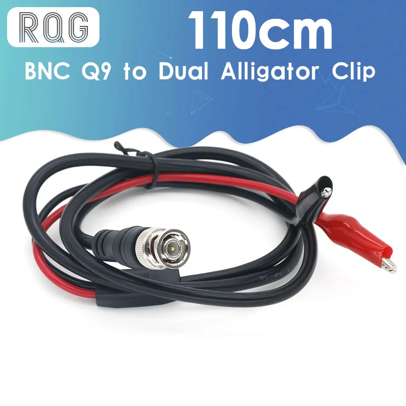 1pcs 110cm BNC Q9 to Dual Alligator Clip Oscilloscope Test Probe Leads Cables Connector Dual Tester Tools for Electrical Working