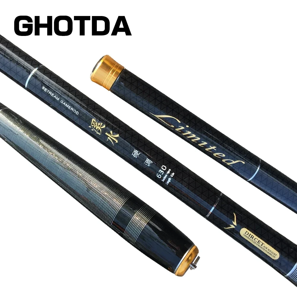 GHOTDA Stream Fishing Rod Carbon Fiber Telescopic Fishing Hand Pole Ultra Light Ultrafine Carp Fishing