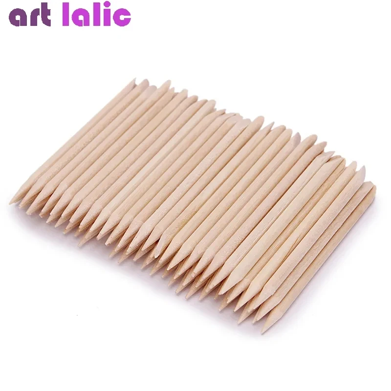 100 Pcs Nail Art Design Orange Wood Stick Sticks Cuticle Pusher Remover Manicure Pedicure Care