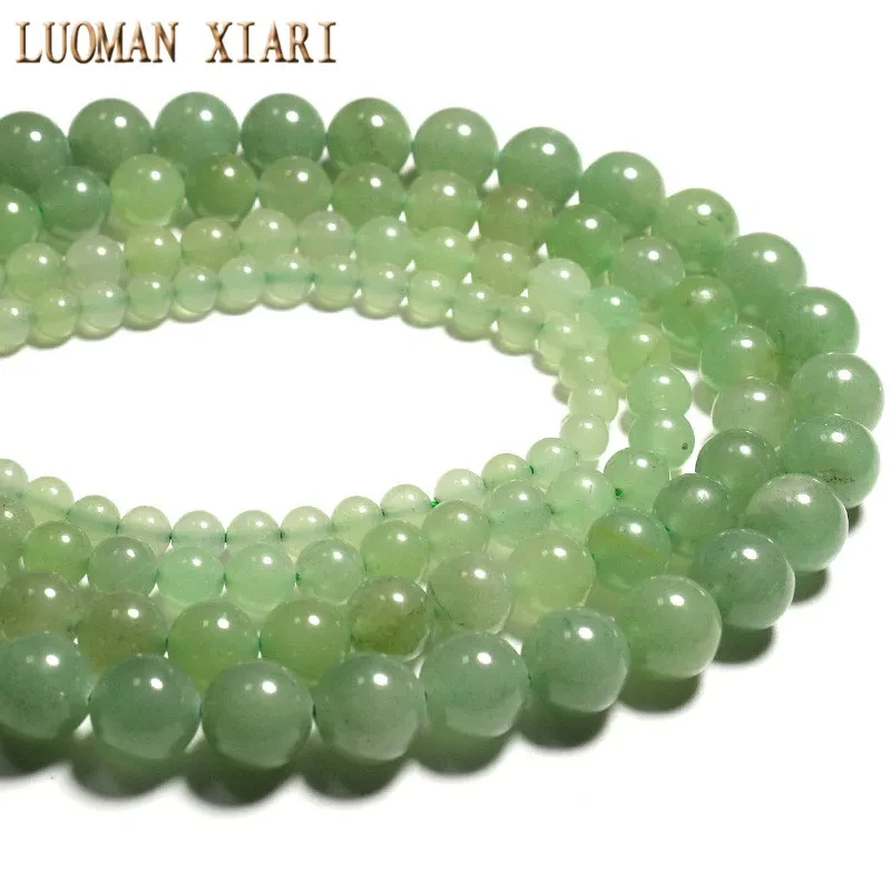 Wholesale Round Shape Natural Green Aventurine  Stone Beads For Jewelry Making DIY Bracelet 4/ 6/8/10 /12 mm Strand 15'