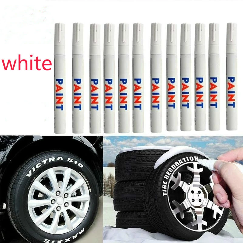 1Pcs White Waterproof Rubber Permanent Paint Marker Pen Car Tyre Tread Environmental Tire Painting