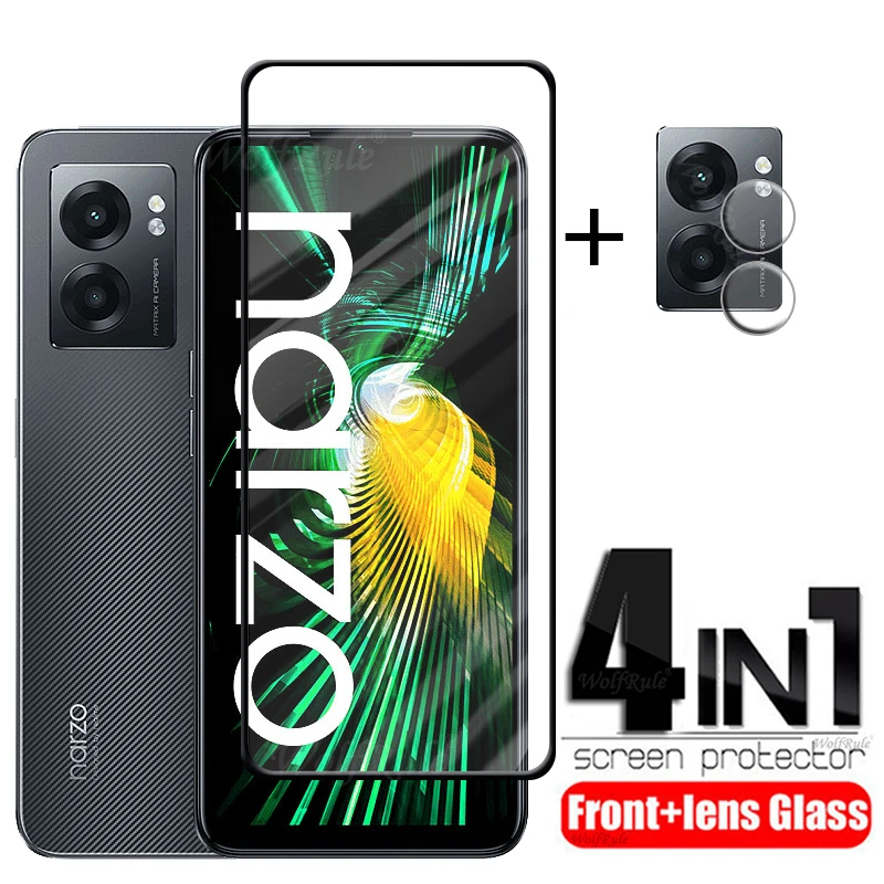 4-in-1 For OPPO Realme Narzo 30 5G Glass For Realme Narzo 30 5G Tempered Glass Screen Protector For Realme Narzo 30 Lens Glass