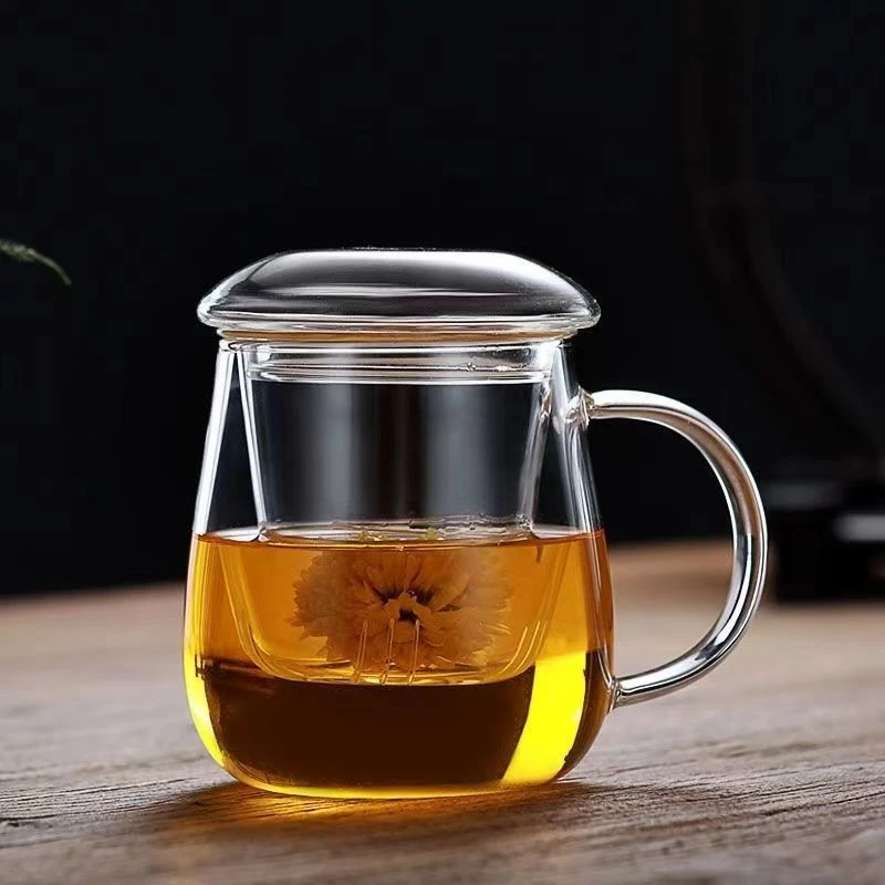 Chinese style tea mug with lid filter 550ml.Coffee Cups Tea Set Mugs Beer Drink Office Mug Transparent Drinkware Glass Cup