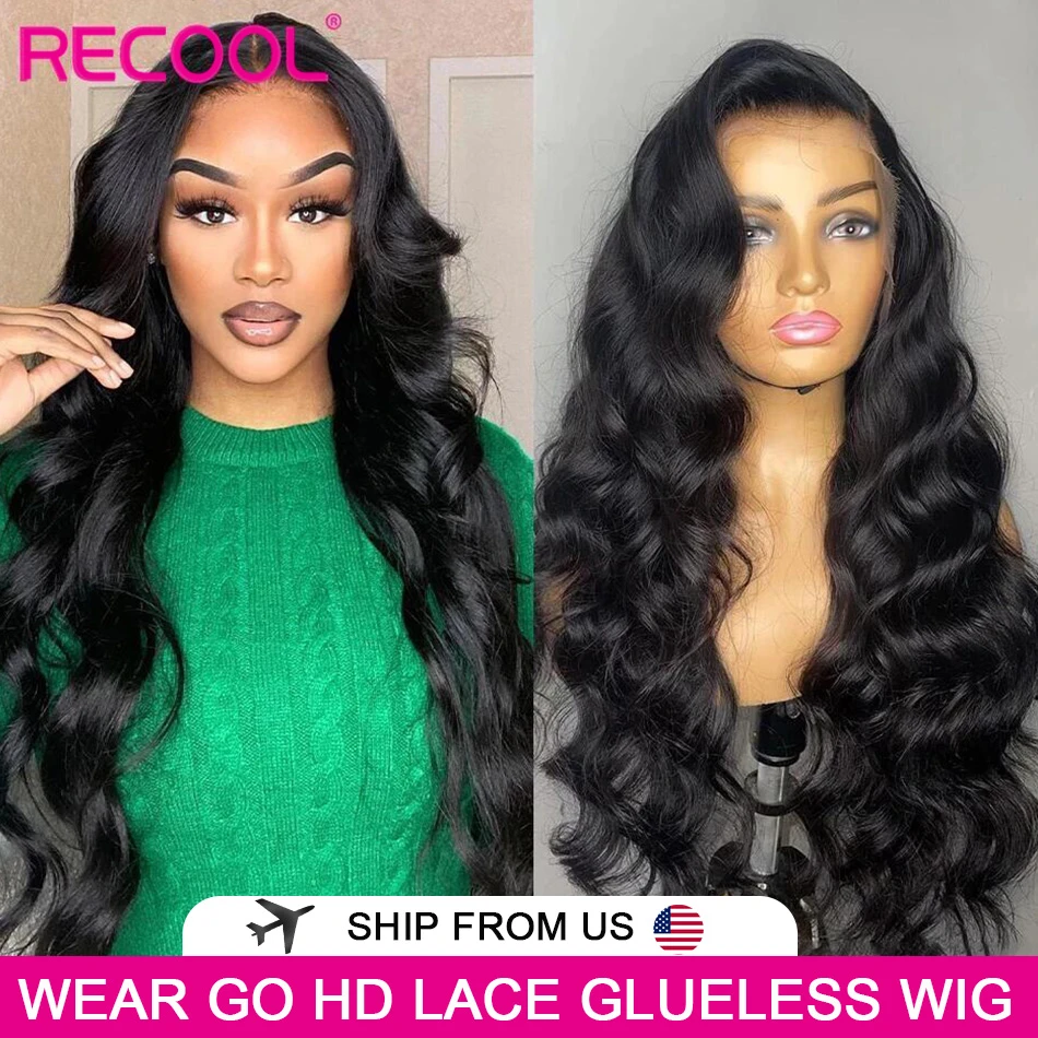 Recool 13X4 13x6 Body Wave Lace Front Wig  250 Density HD Lace Frontal Wigs For Women Human Hair Remy Transparent Lace Wigs