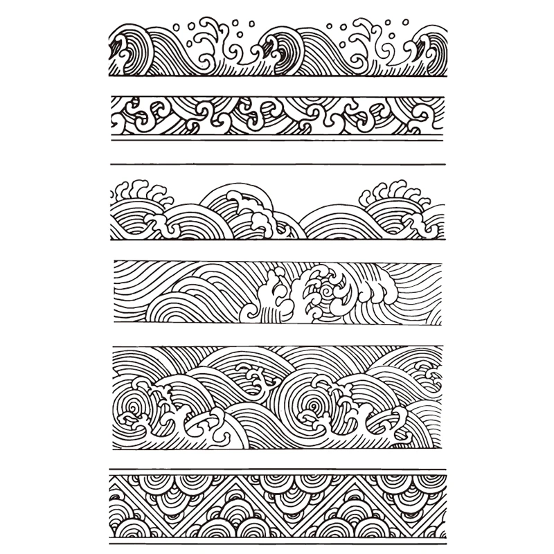 Clear Stamps 6 Wave Pattern Background Border Stamps Scrapbooking Decorative Stamps