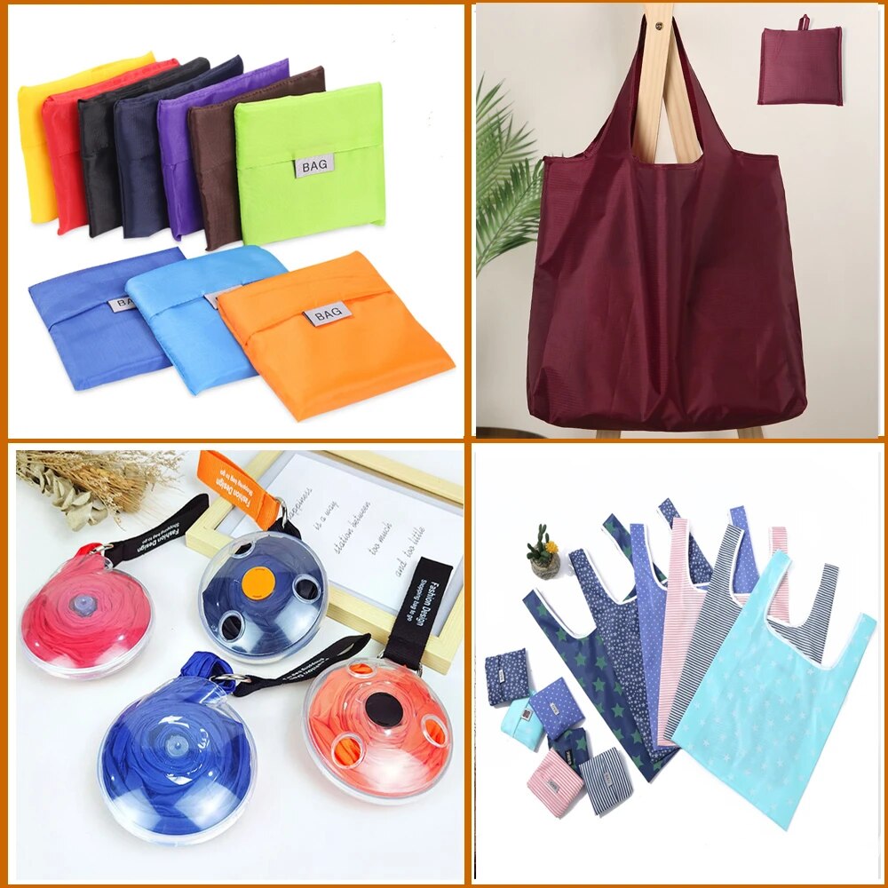Reusable shopping bag foldable polyester bag Eco-friendly hand canvas bag grocery bags Shoulder Bag foldable shopping bags totes