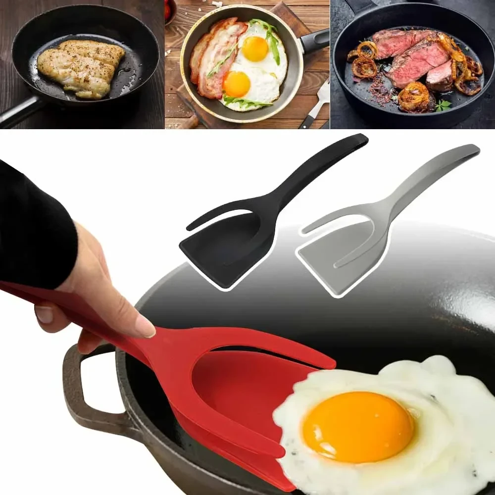 2-in-1 Omelette Spatula Spatula Can Be Used for Toast Toast Pancake Egg Clamp Grip Flip Tongs Kitchen Accessories Cooking