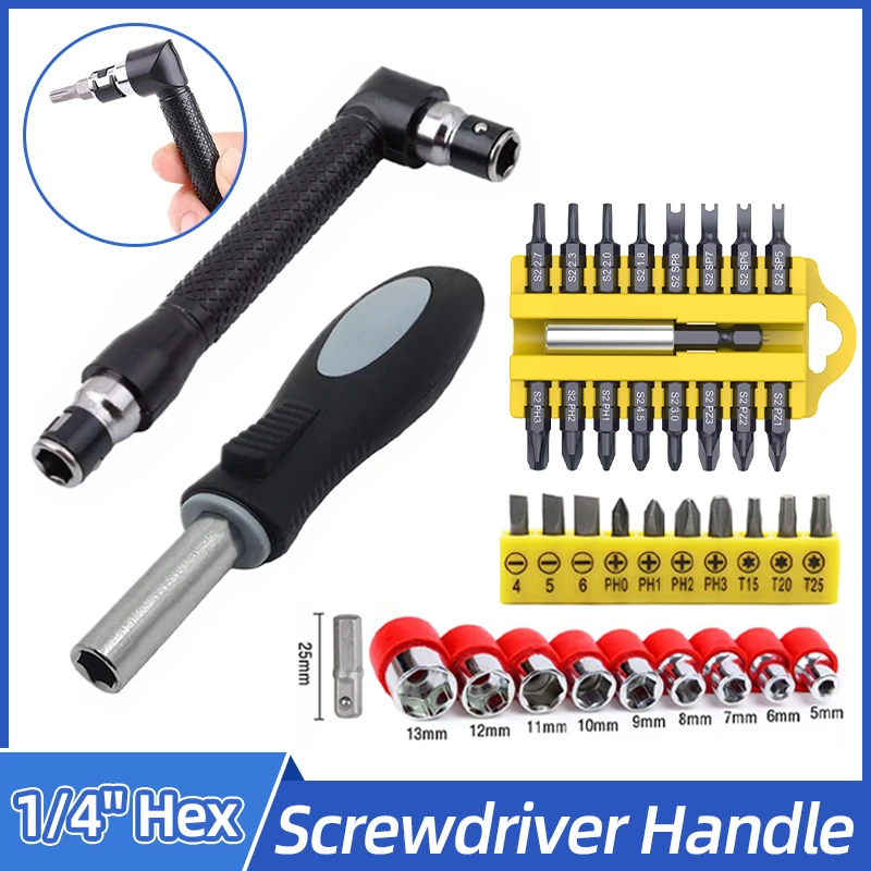 1PC Screwdriver Handle Chromium Vanadium Steel 1/4 Magnetic Handle Screw Driver 6.35mm Repair Hand Tool