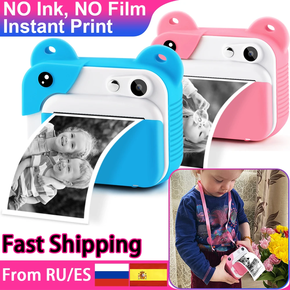 Prograce Kid Instant Print Camera Thermal Printing Camera Digital Photo Camera Girls Toy Child Camera Video Boy's Christmas Gift