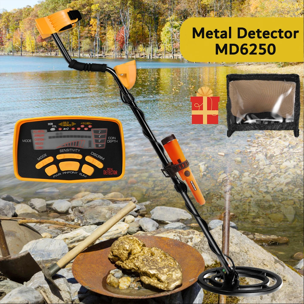 Professional Metal Detector High Performance Underground Metal Detector MD6250 Three Detect Mode Coins Jewelry All Metal MD-6250
