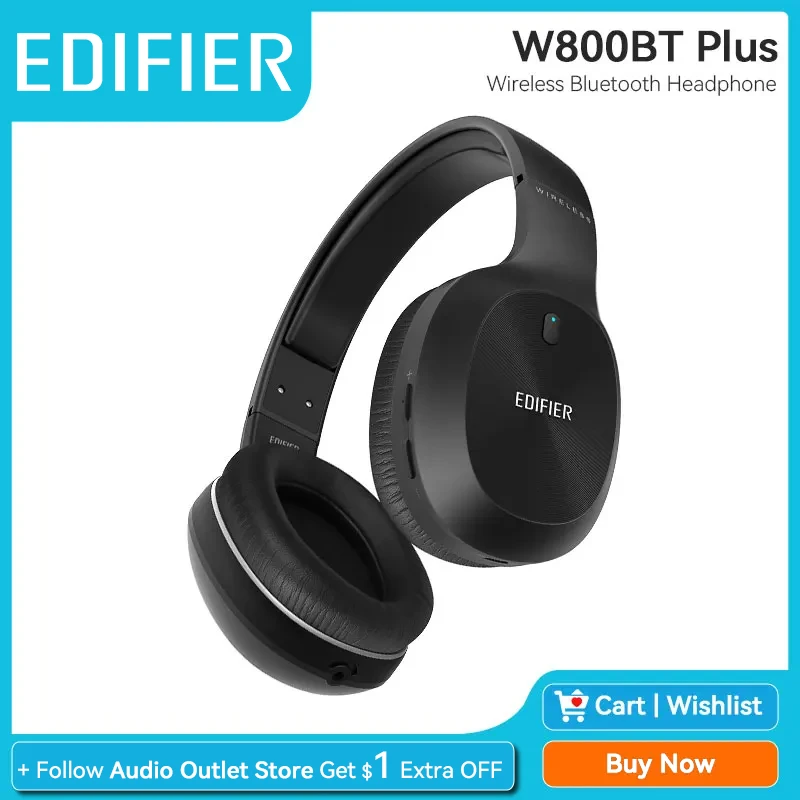 EDIFIER W800BT PLUS Wireless Headphones Bluetooth 5.1 40mm Drivers Unit Up to 55 hours playback Bluetooth Headsets Support aptX