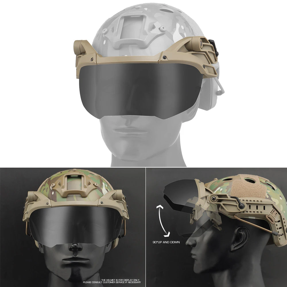 Tactical Helmet Flip Goggles High Quality Adjustable for Airsoft Paintball Windproof Anti Fog CS Wargame Protection NEW Goggles