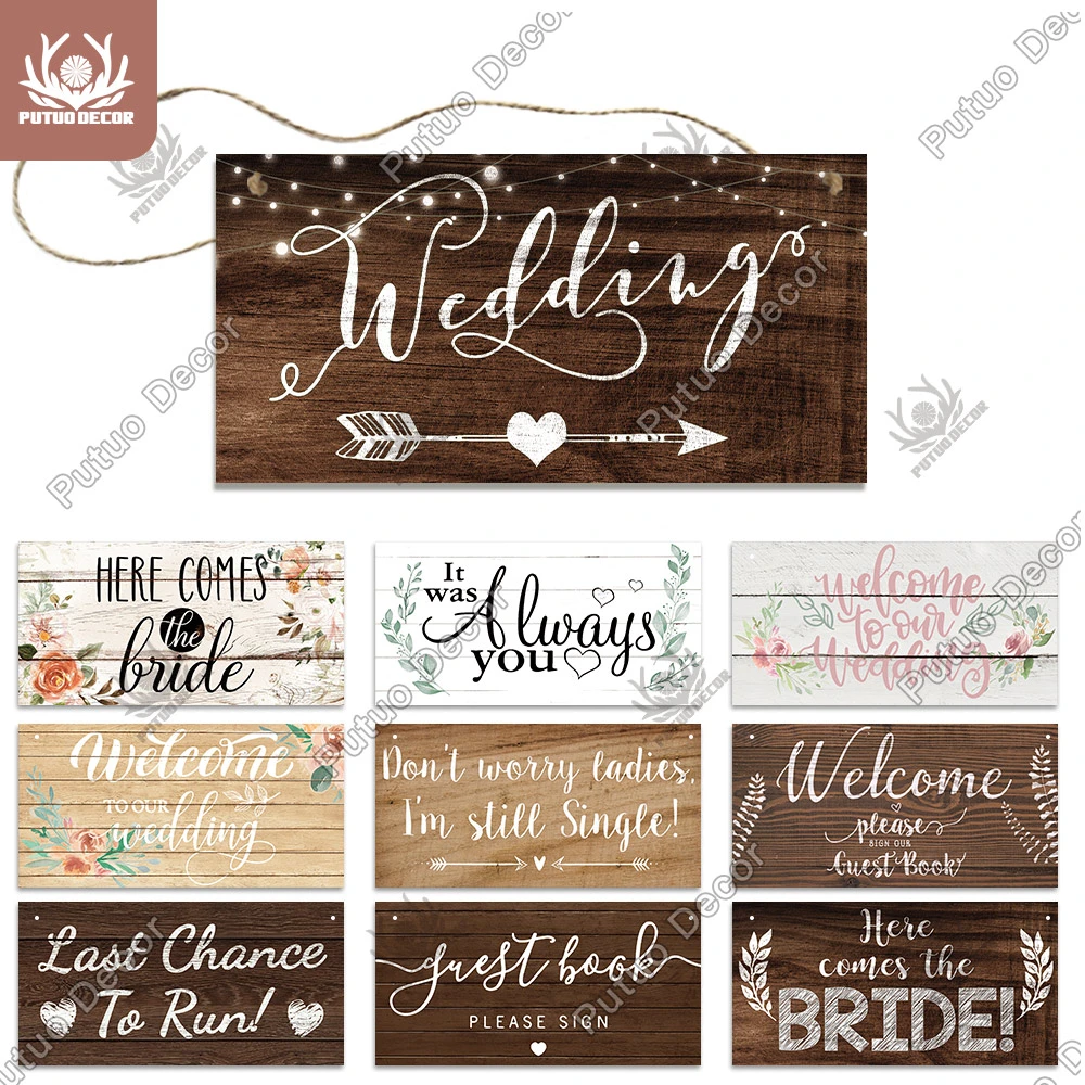 Putuo Decor Wedding Signs Wooden Hanging Signs Friendship Pendant Plaque Souvenir Decoration for Welcome Wedding Blessing Decor