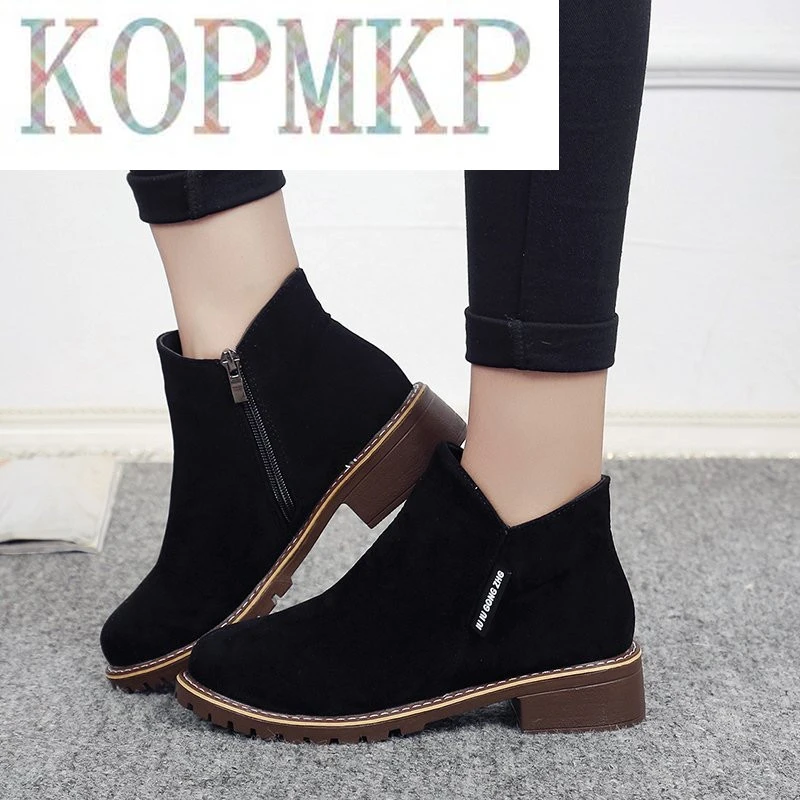 Women Boots Martin Boots Autumn Winter Boots Zipper Snow Ankle Boots Winter Suede Warm Fur Plush Women Shoes Zapatos De Mujer