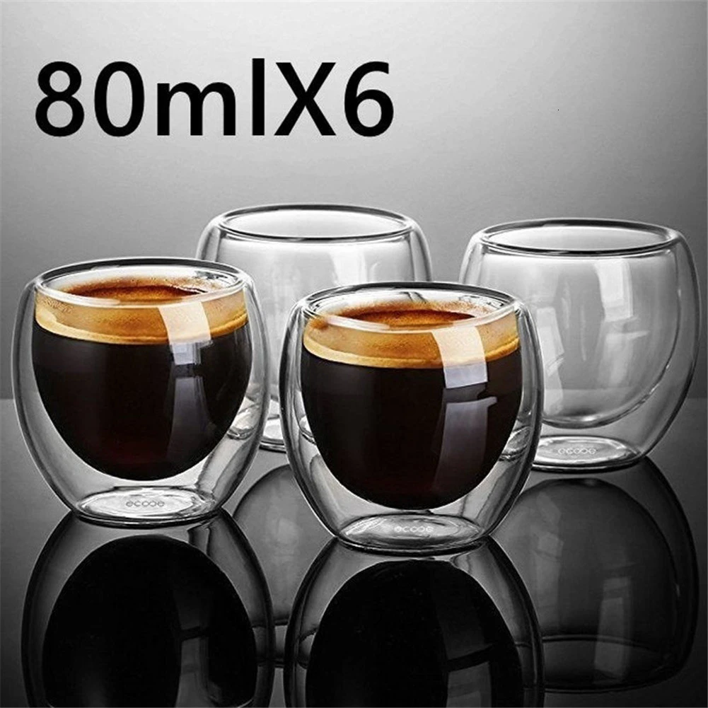 New  Heat Resistant Double Wall Glass Cup Beer Espresso Coffee Set Handmade Milk Juice Mug Tea glasses Whiskey  Cups Drinkware