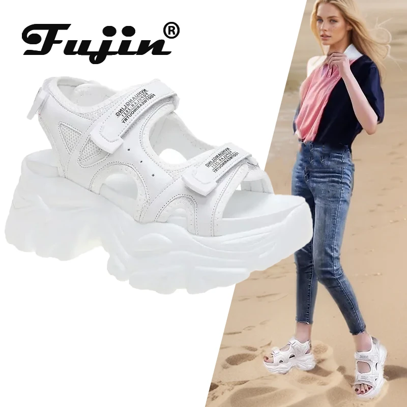 Fujin 6cm Women Sandals Cute Comfy Shoes Comfortable Ladies 2021 Slides Stylish Shoes Women Summer open toe Platform Sandals