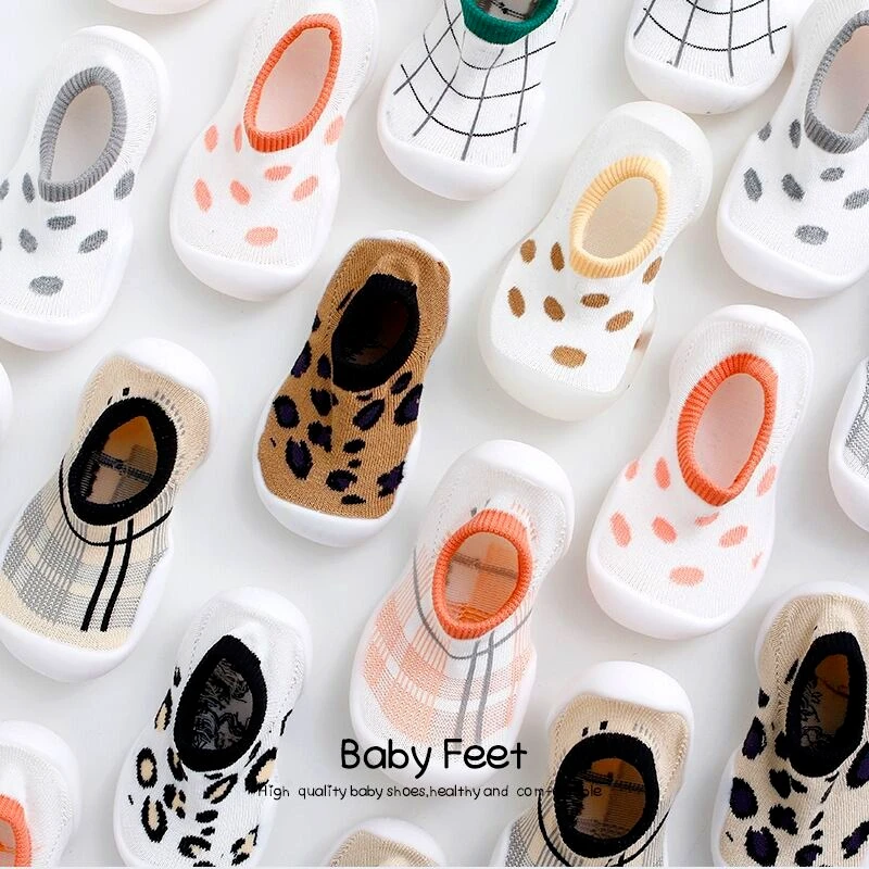 Baby Cartoon Anti-skid Floor Socks Spring and Autumn Leopard Print Children's Rubber Sole Shoes Baby Toddler Fashion Sock Shoes