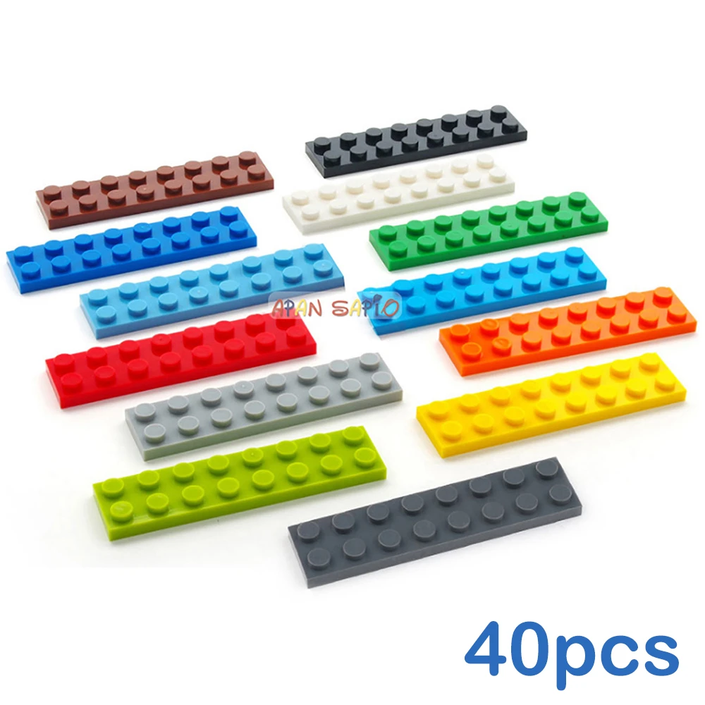 40pcs DIY Building Blocks Thin Figures Bricks 2x8 Dots 13Color Educational Creative Size Compatible With 3034 Toys for Children