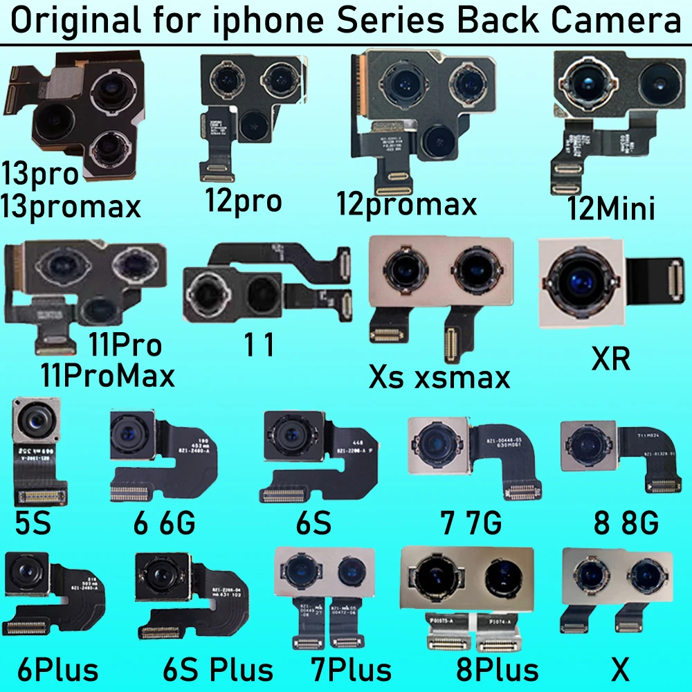 Back BIG Camera For iphone 12 pro max 12MINI 11 PRO MAX 6Plus 6s plus 7 7plus 8 8plus X XR XS MAX Rear Camera With Flex Cable