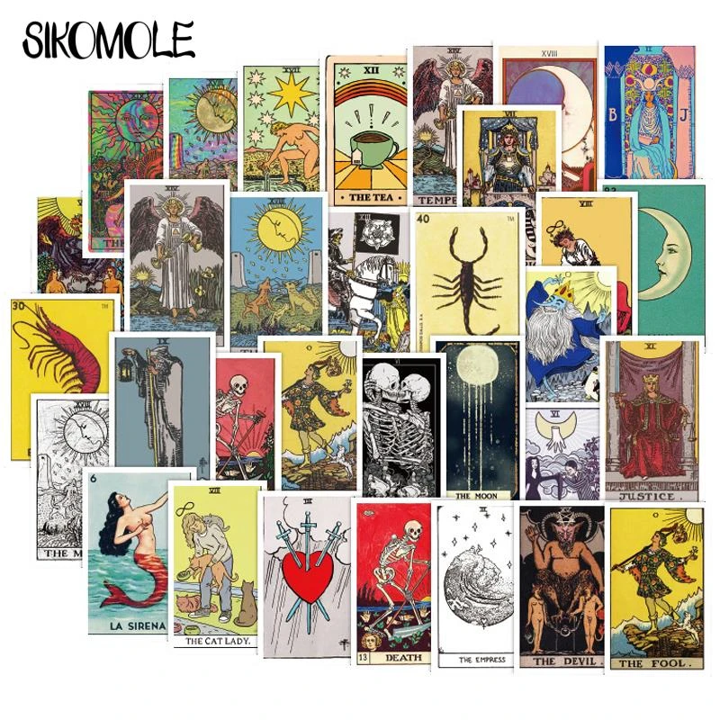 60PCS Tarot Card Fortune-telling Doodle Sticker Collection For Luggage Laptop Skateboard Pegatinas Toy Decals Stickers F4