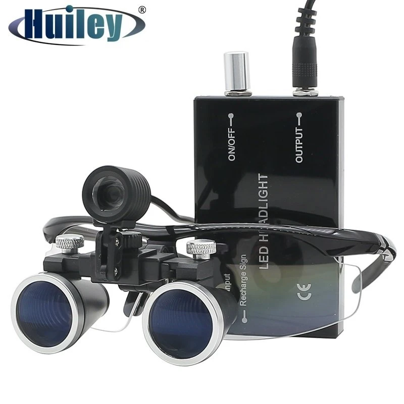2.5X/3.5X Magnification Binocular Dental Loupe Surgery Surgical Magnifier with Headlight LED Light Operation Loupe Lamp