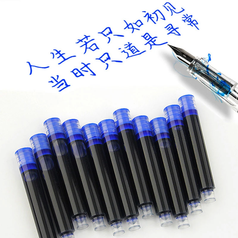 10PCS Universal Ink Sac Disposable Blue Black Fountain Pen Refills Black Red Ink Cartridge Refills School Office Supplies