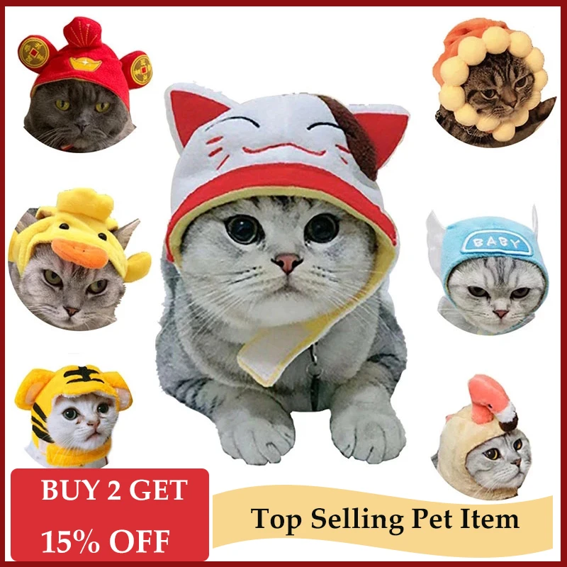 Funny Hat for Cat Sunflower Dress Up Costume Pet Hat Christmas Cosplay Animal Keep Warm Chinese Style Headwear Cat Accessories