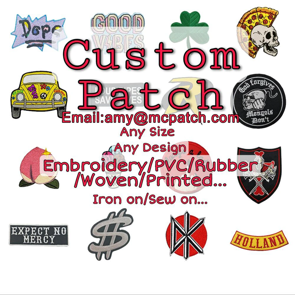 Custom Your Own Design Patches Embroidery Iron on Brand Name Military Woven Printed Badges Hook and Loop PVC Patch for Clothing
