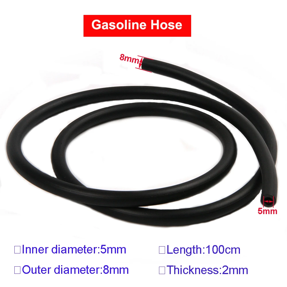 100cm Rubber Gasoline Hose Fuel Gas Oil Delivery Tube Hose Petrol Pipe I/D 5mm O/D 8mm Fuel Pipe For Motorcycle Accessories Hose
