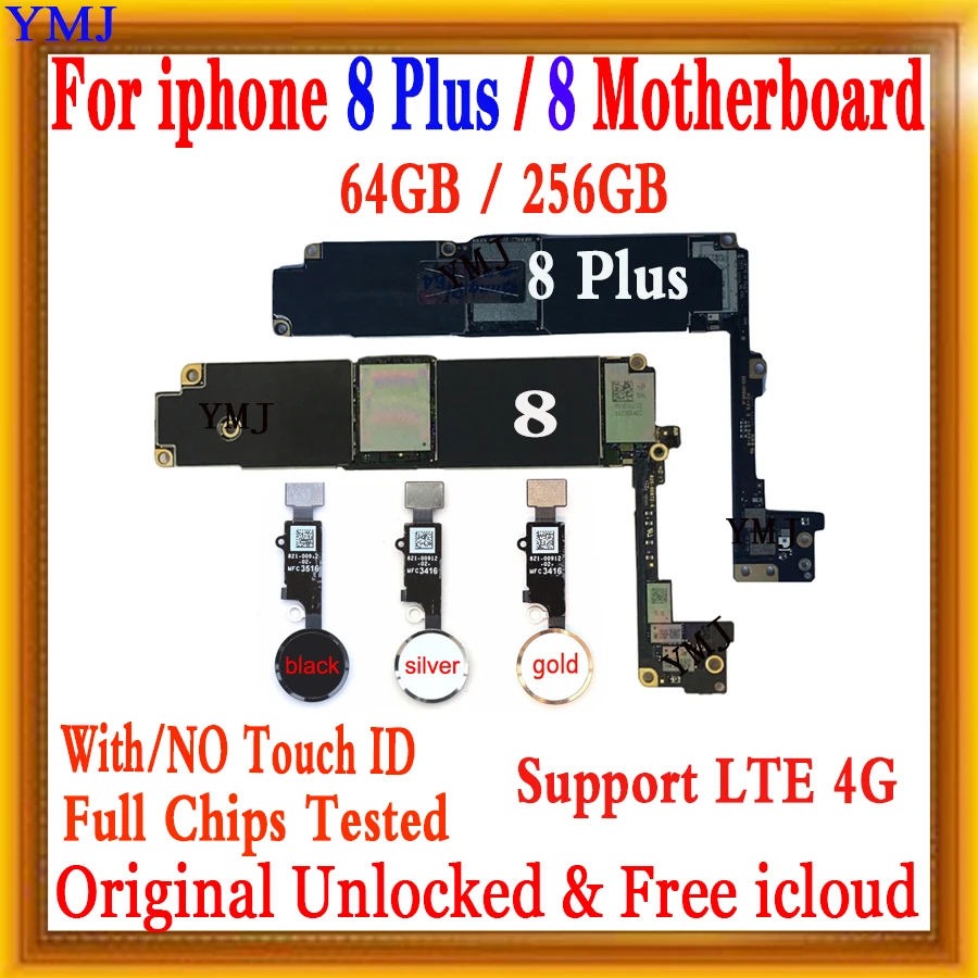 100% Original Unlocked Motherboard For iPhone 8 Plus 5.5inch With/NO Touch ID,For iPhone 8 Plus Logic Board Mainboard With Chips