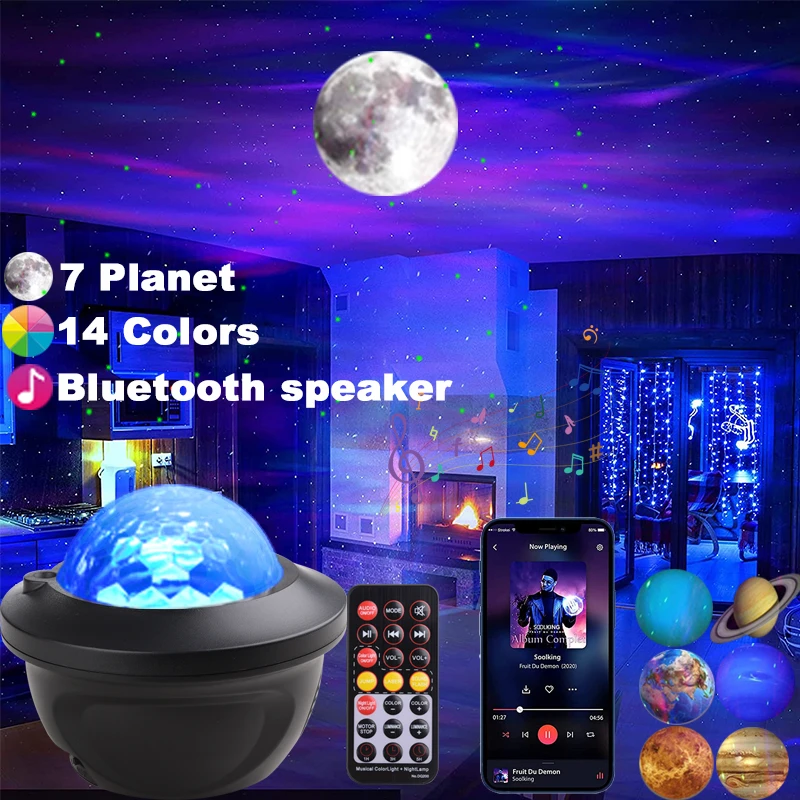 LED Star Galaxy Starry Sky Projector Night Light Built-in Bluetooth-Speaker  For Bedroom Decoration Child Kids Birthd