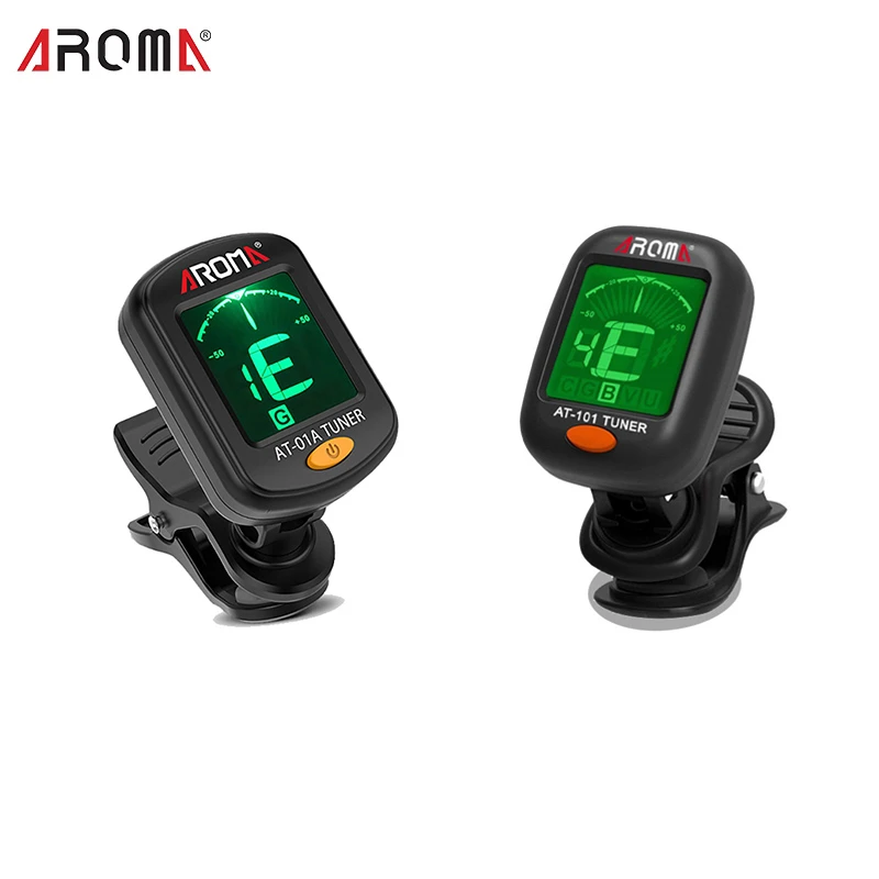 AROMA AT-01A/101 Guitar Tuner Foldable Rotatable Clip-on Tuner High Sensitivity for Bass Ukulele Chromatic Guitar Accessories