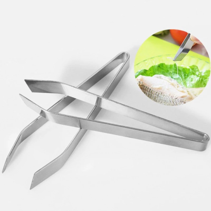 Cheap Stainless Steel Fish Bone Tweezers Remover Pincer Puller Tongs Pick-Up Seafood Tool Crafts High Quality