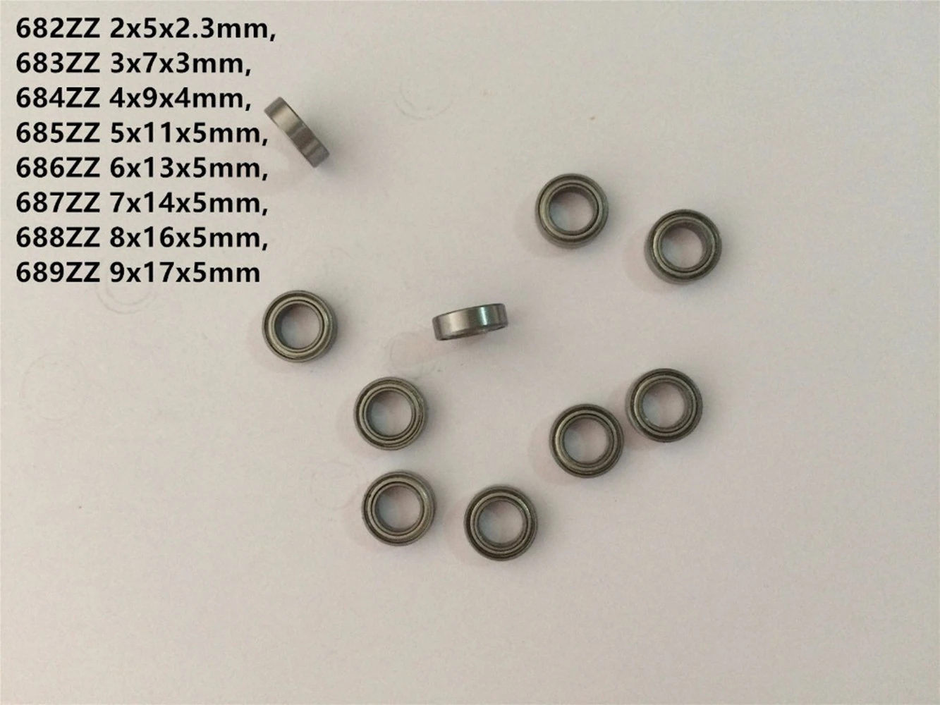 10pcs 682ZZ 683ZZ 684ZZ 685ZZ 686ZZ 687ZZ 688ZZ 689ZZ Mini Bearing Metal Sealed Miniature Bearing Ball Bearings