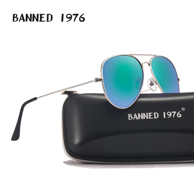 BANNED 1976 Classic HD Polarized Metal frame Aviation Sunglasses Designer Women Men Feminin Brand Name Oculos Vintage Glasses