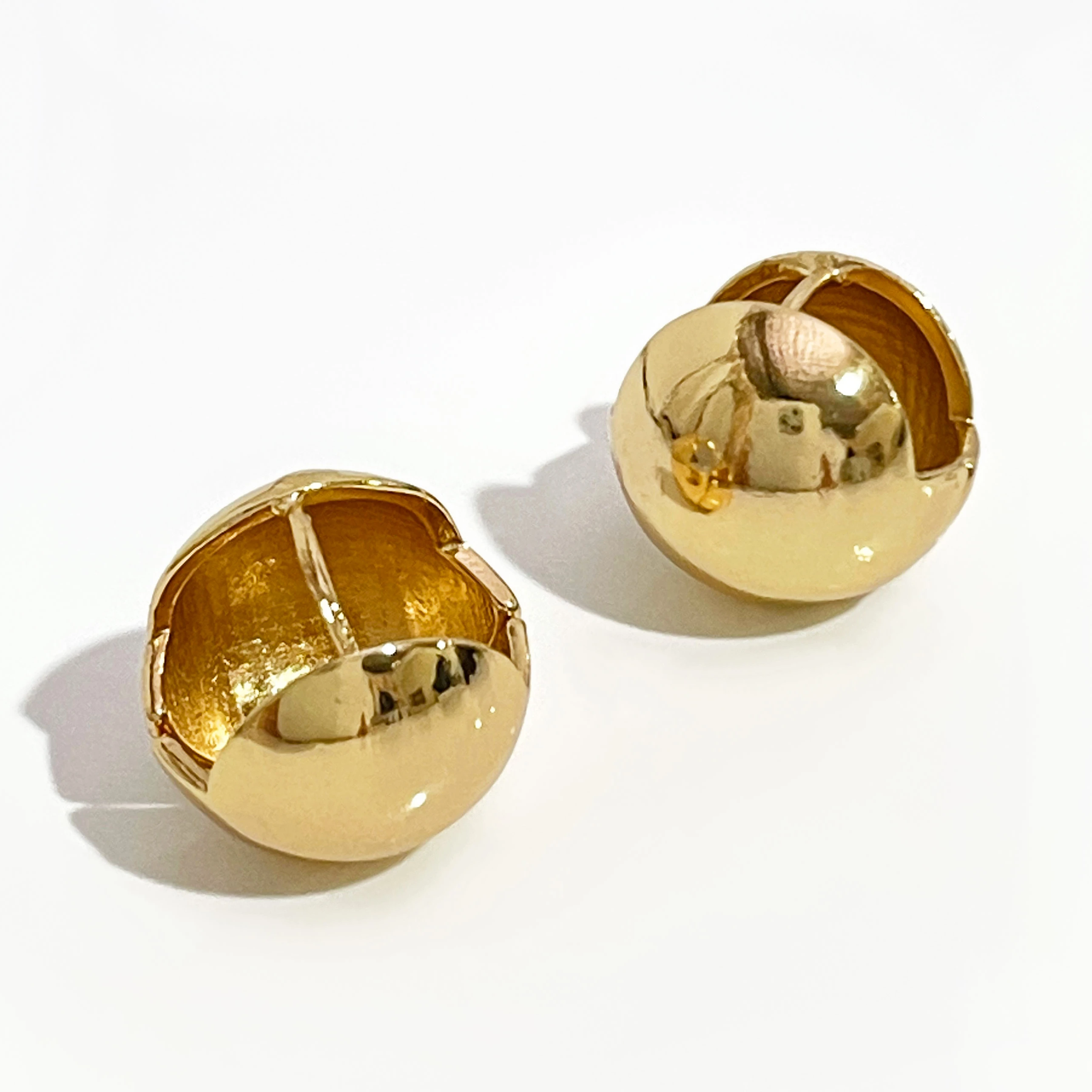 Peri'sBox 4 Designs Round Ball Geometric Earrings Textured Gold Earrings for Women Star Earrings Basket Huggie Earrings 2019