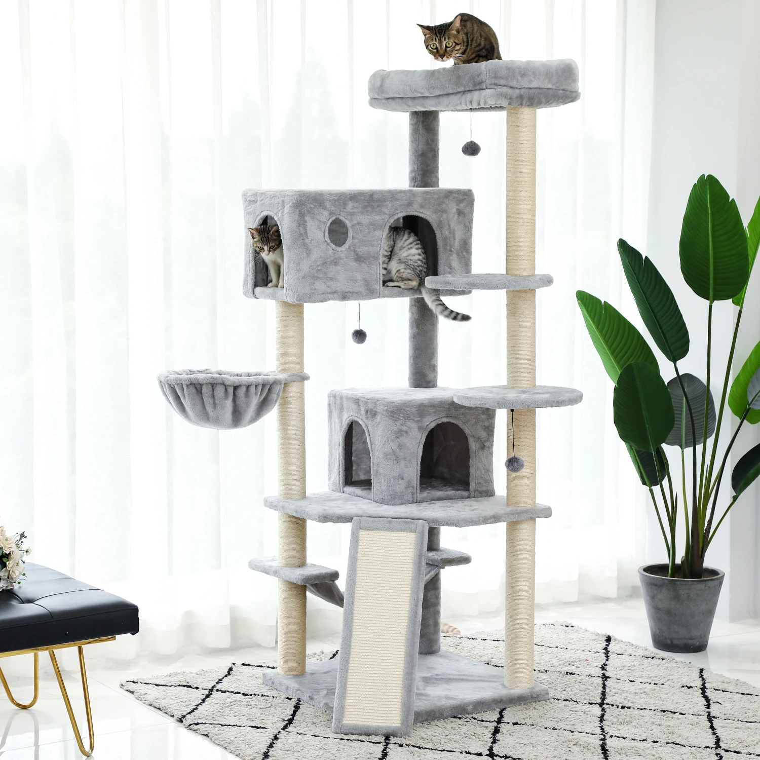 2021New Design Luxury Large Cat Climbing Frame Multi-Layer Scratching Post With Resistant Sisal Cat Tree Kittern Playground