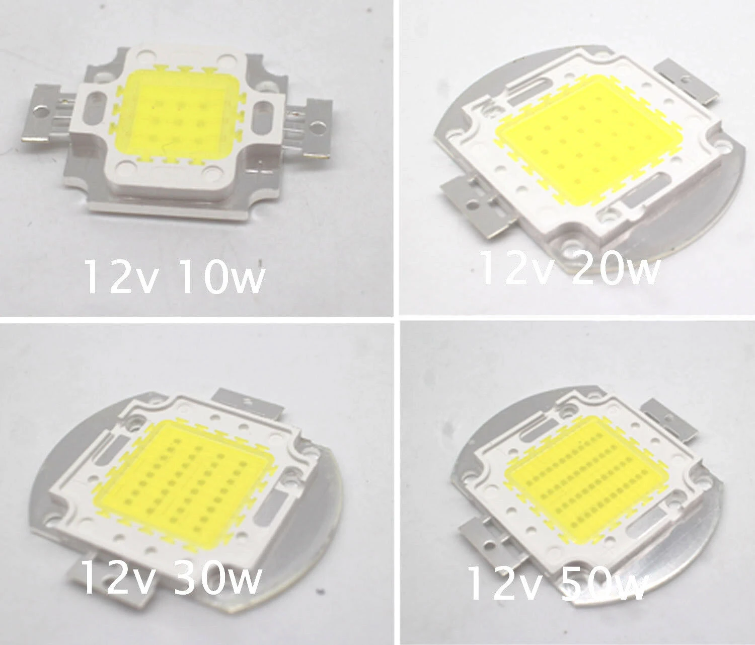 12V - 15V  10W 20W 30W 50W High Power Integrated COB LED Lamp Diode SMD White Light DIY Floodlight Spot Bulb