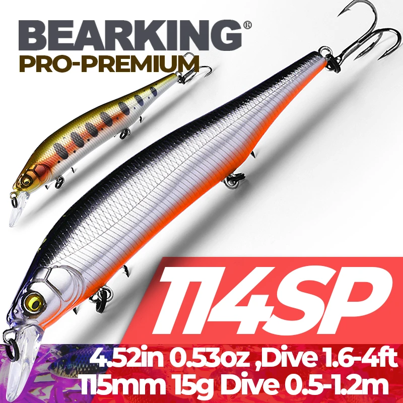 11.5cm 15g Bearking 2019 New Arrival Hot Sale Minnow Hard Fishing Lure Bait hot Fishing Tackle Artificial Lures Bait